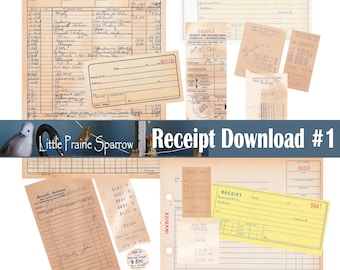 Vintage Receipts Digital Download, Printable Ephemera Collage Sheets, Vintage Voucher Envelope Store Receipt & Invoice, Junk Journal Supply