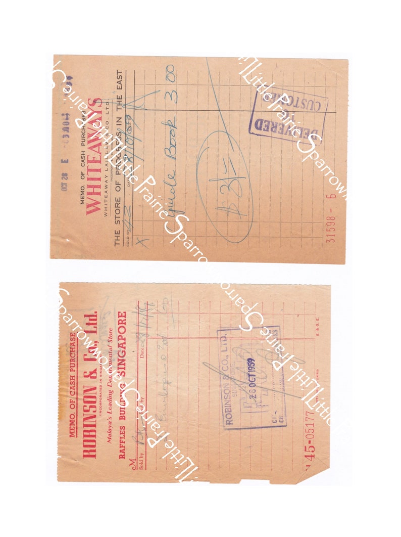 Vintage Travel Digital Download, Printable Scrapbook to Singapore Ephemera Sheets, French Theater & Museum Tickets, Reciepts, Travel Journal image 4