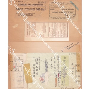Vintage Travel Digital Download, Printable Scrapbook to Singapore Ephemera Sheets, French Theater & Museum Tickets, Reciepts, Travel Journal image 6