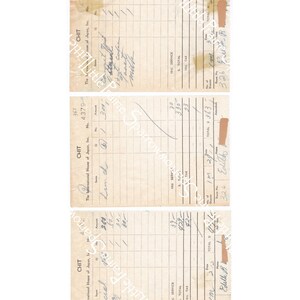 May include: Three vintage receipts from The International House of Japan, Inc. The receipts are dated 1/M 2/12, 1/M 2/12, and 1/M 2/12. The receipts show a total of 363, 363, and 363. The receipts are for a special roll, a pie, and milk.