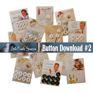 Vintage Button Card Digital Download, Printable Sewing Notion Ephemera Collage Sheets, Junk Journal, Tag Making, Scrapbooking Embellishments