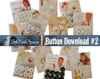 Vintage Button Card Digital Download, Printable Sewing Notion Ephemera Collage Sheets, Junk Journal, Tag Making, Scrapbooking Embellishments