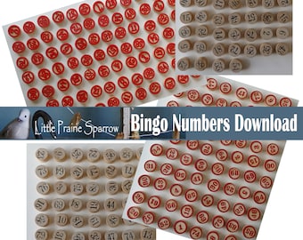 Printable Bingo Ephemera Pieces Retro Game Sheets, Vintage Bingo Game Numbers Digital Download for Journal, Scrapbooking, Embellishments