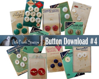 Vintage Button Card Digital Download, Printable Sewing Notion Ephemera Collage Sheets, Junk Journal, Tag Making, Scrapbooking Embellishments