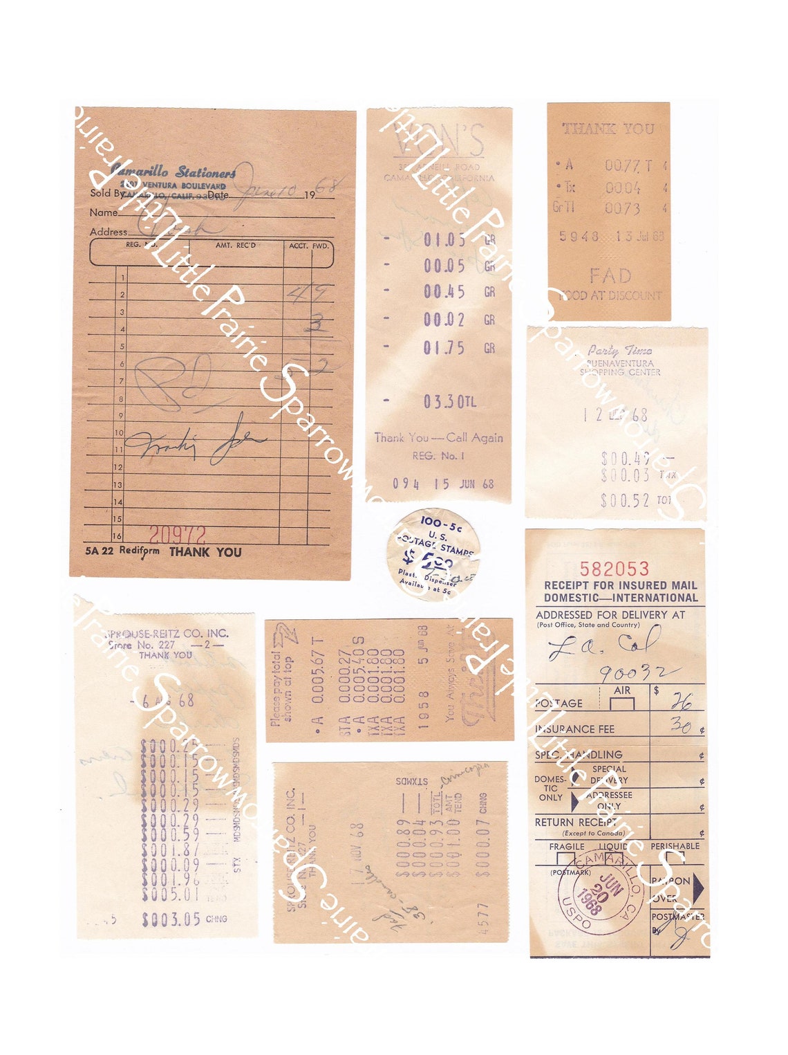 Vintage Receipts Digital Download, Printable Ephemera Collage Sheets ...