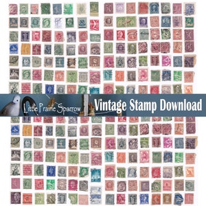 Foglio di collage stampabile digitale Ephemera per francobolli postali vintage