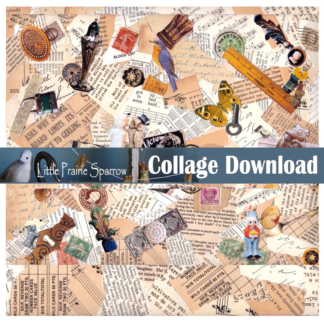 Vintage Paper Trinket Collage Digital Download Printable Ephemera ...