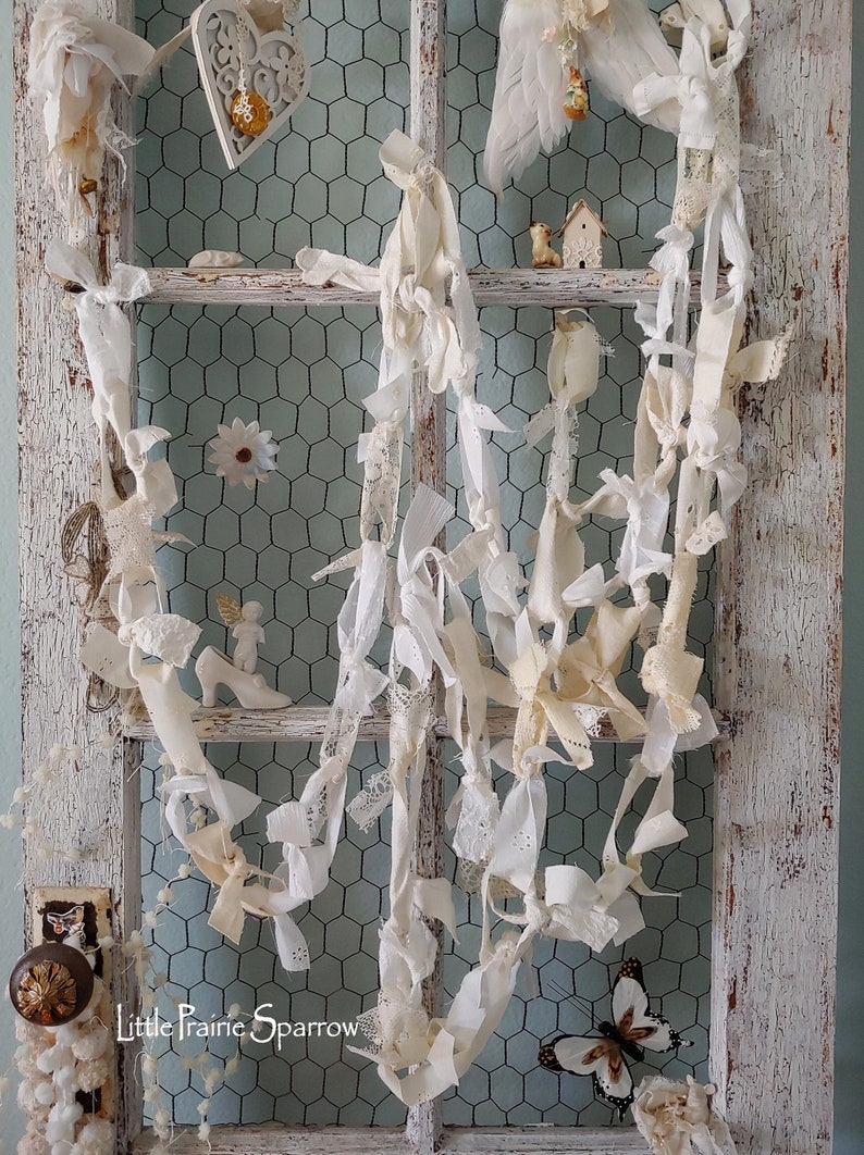 Rustic Wooden Bird and Hearts Hanging Home Decoration Shabby Chic Garland