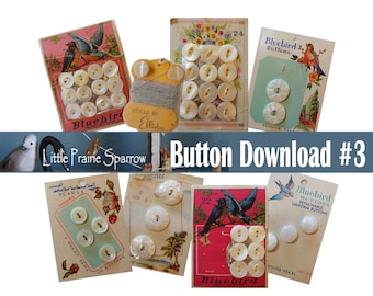 Vintage Button Card Digital Download, Printable Sewing Notion Ephemera Collage Sheets, Junk Journal, Tag Making, Scrapbooking Embellishments