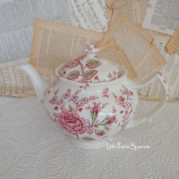 Vintage Johnson Brothers Rose Chintz Pink Teapot, Retired