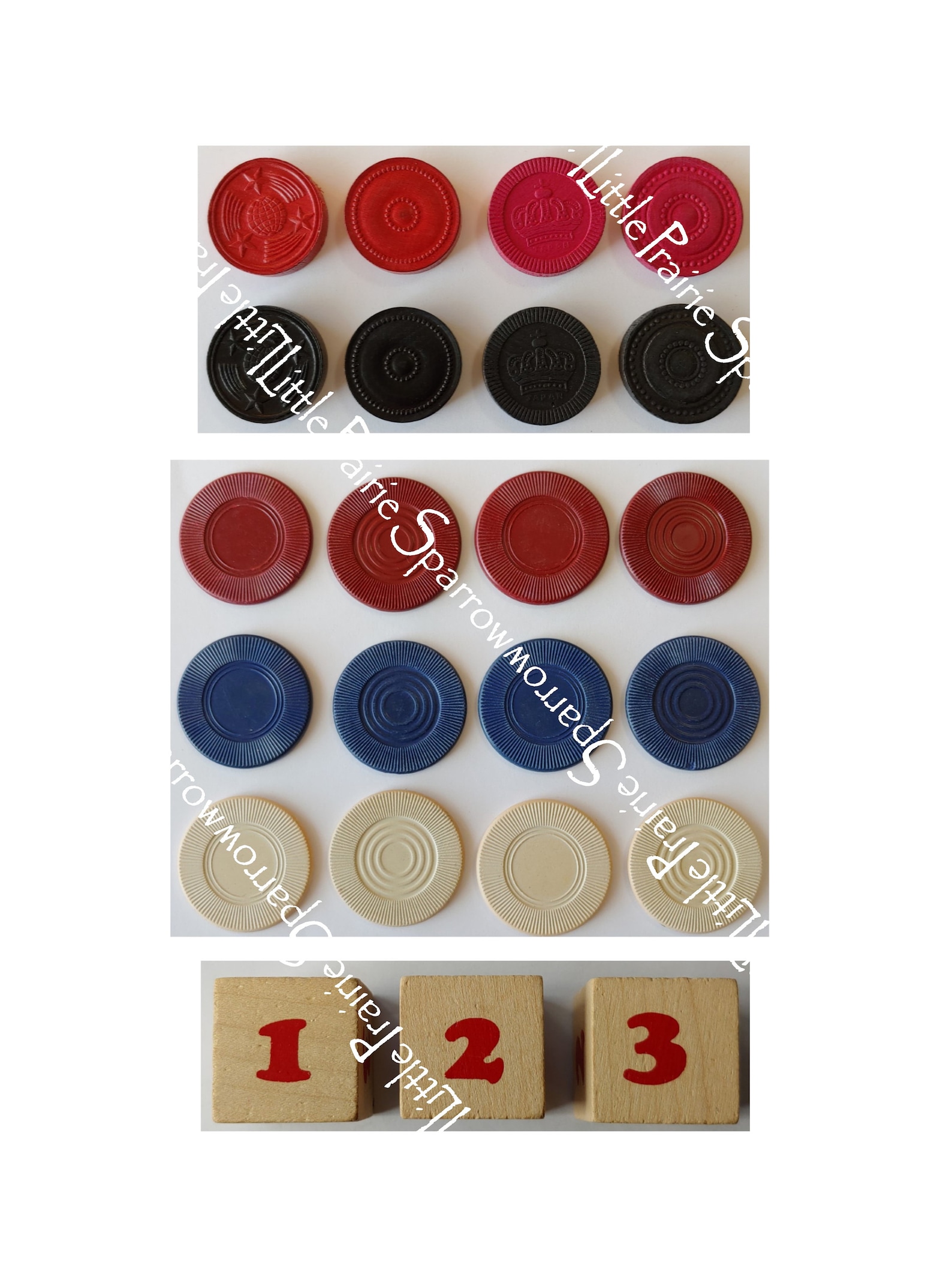Printable Game Chips Ephemera Sheets, Vintage Game Pieces Digital ...