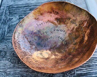 Soulful Bowl - handcrafted in copper - words from Thich Nhat Hanh - sacred piece for you or a friend