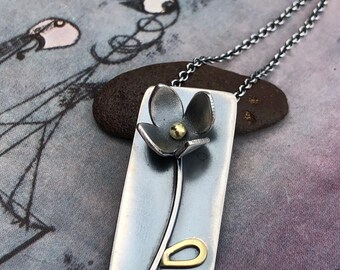 In bloom - sterling silver + 18k gold modern flower necklace