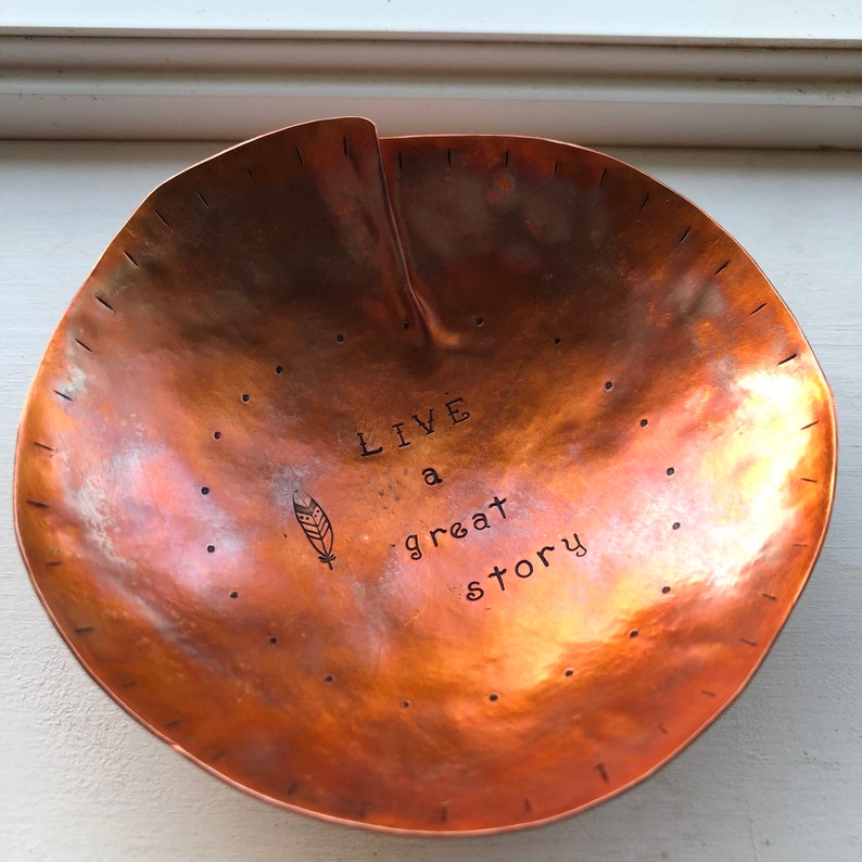 Soulful Bowl handcrafted in copper custom words sacred piece for you or a friend image 10