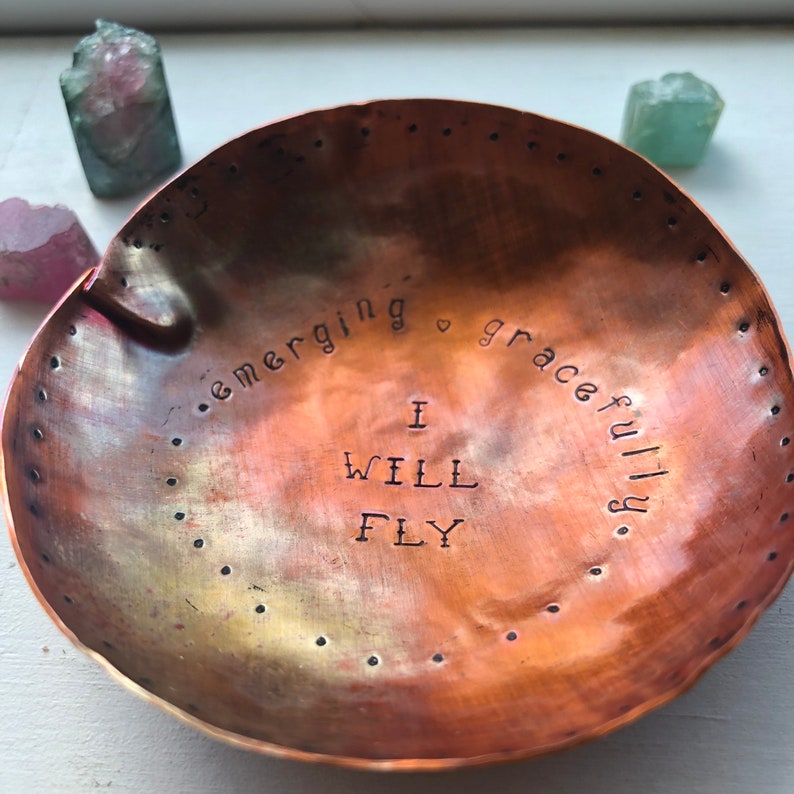 Soulful Bowl handcrafted in copper custom words sacred piece for you or a friend image 4