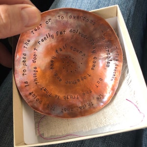 Soulful Bowl handcrafted in copper custom words sacred piece for you or a friend image 9