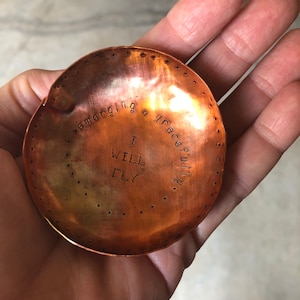 Soulful Bowl handcrafted in copper custom words sacred piece for you or a friend image 3