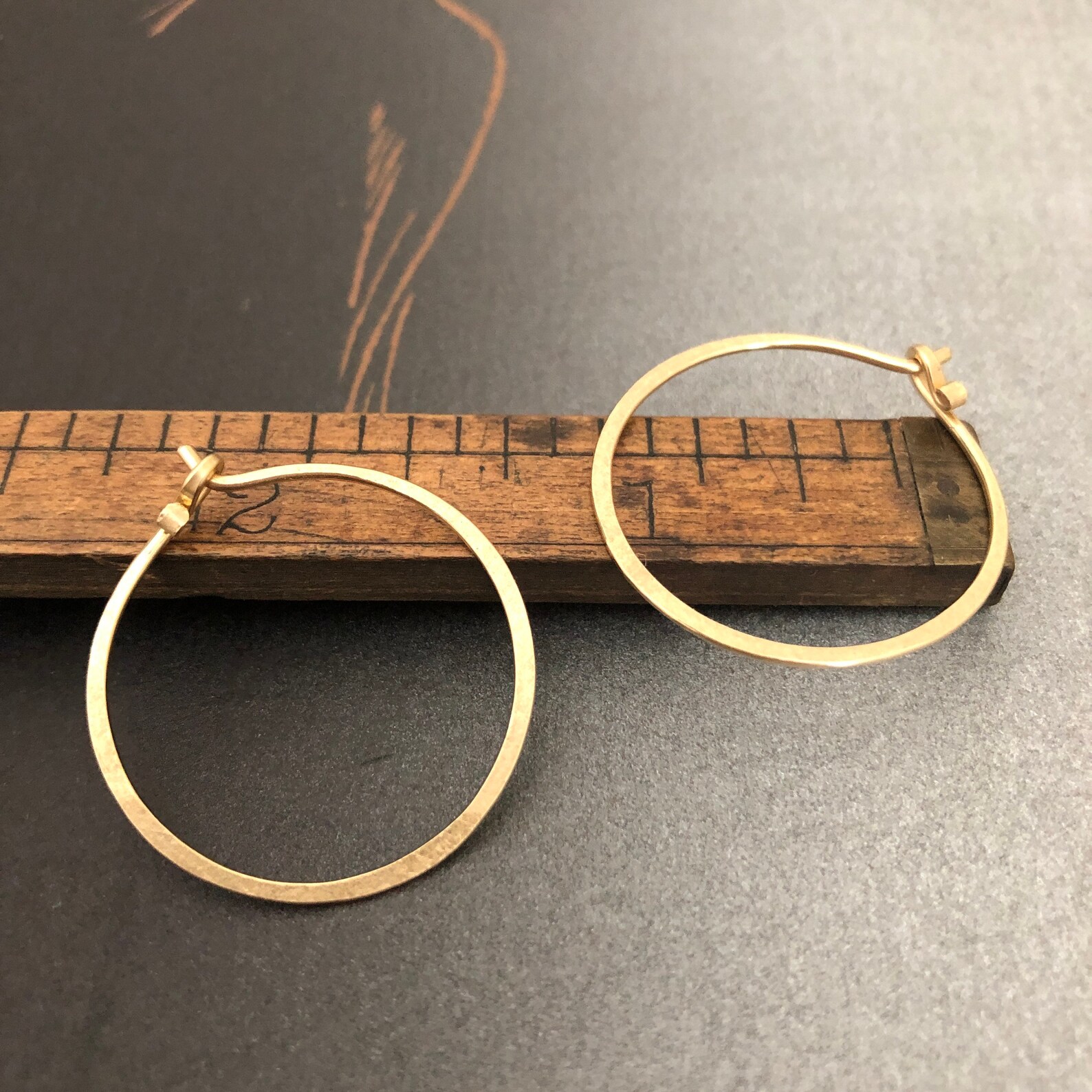 18k gold hoop earrings 18 karat solid gold 18 gauge Etsy