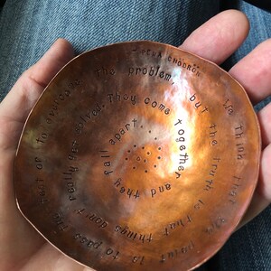 Soulful Bowl handcrafted in copper custom words sacred piece for you or a friend image 8