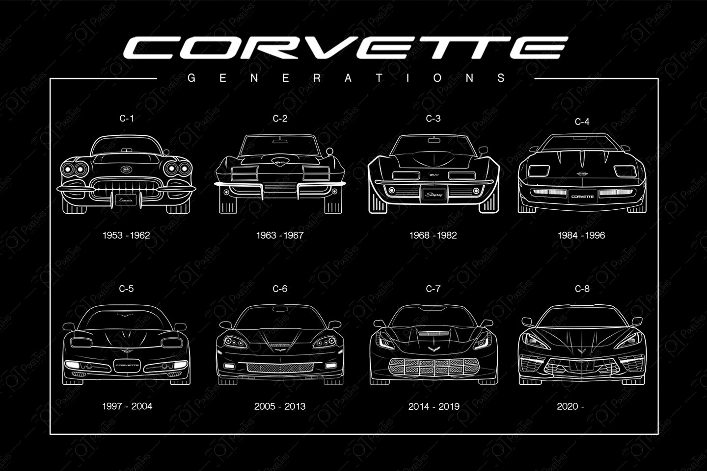 Chevrolet Corvette 8 Generations C1 C2 C3 C4 C5 C6 C7 C8 Your Choice