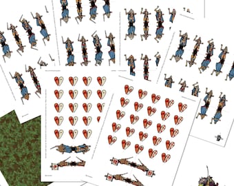 Fantasy Wargame & Tabletop RPG Printable Paper Miniature Standees - Norse Heavy Infantry
