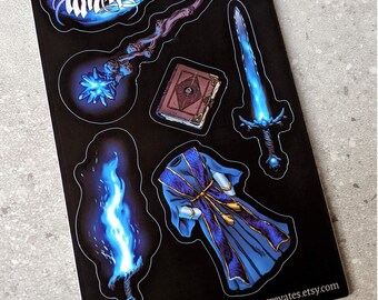 Wizard Inventory Sticker Sheets for Dungeons & Dragons - RPG Character Weapons Items Armor Accessories