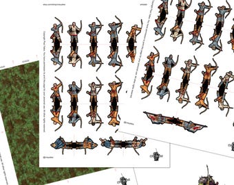 Fantasy Wargame & Tabletop RPG Printable Paper Miniature Standees - Norse Archers