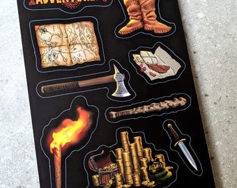 Adventurer Inventory Sticker Sheets for Dungeons & Dragons - RPG Character Weapons Items Armor Accessories