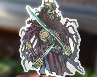 Undead Lich Vinyl Sticker - Illustrated Creature Artwork