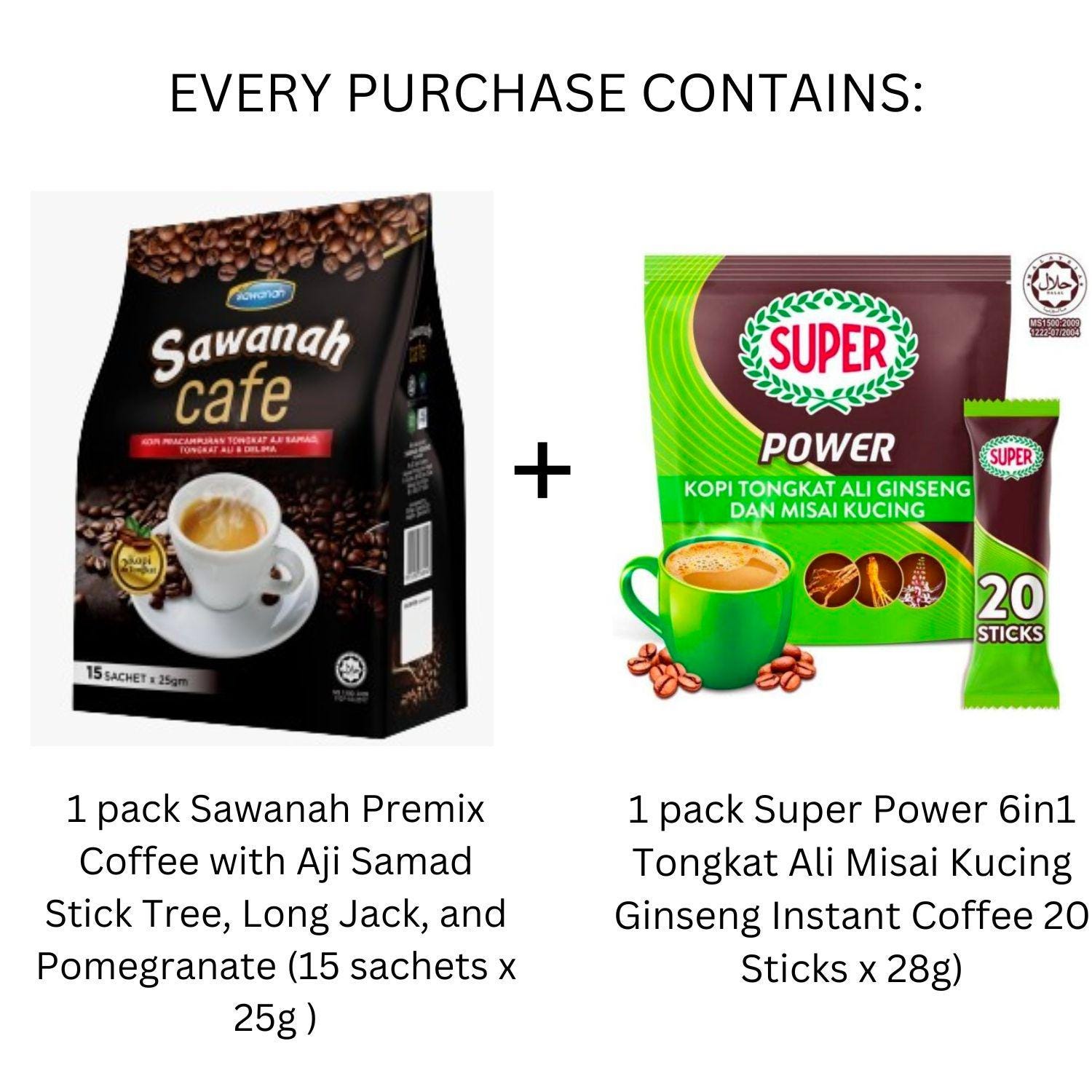 Sawanah Coffee & Super Power Tongkat Ali Ginseng Coffee Variety