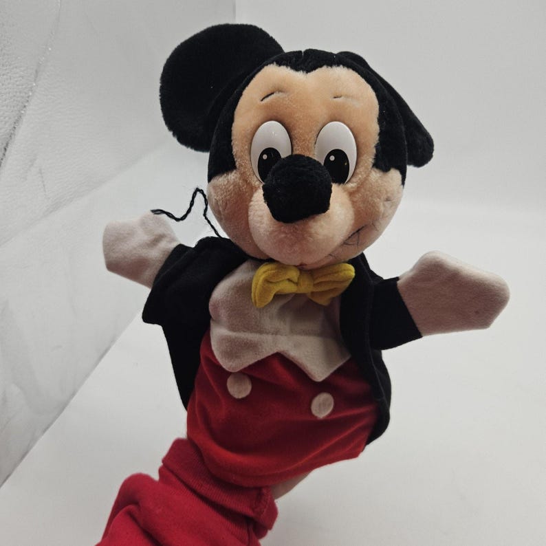 Vintage Disney Mickey Mouse Plush Hand Puppet Disneyland Walt Disney World Korea 画像 1