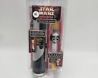 Vintage Star Wars Episode I Anakin Skywalker Watch Qui-Gon Jinn Lightsaber 1999