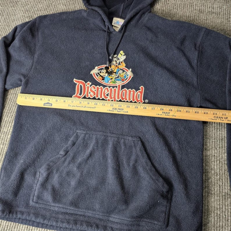 VTG Disneyland Resort Hoodie Mens Large Navy Fleece Pullover Mickey Goofy Donald image 9