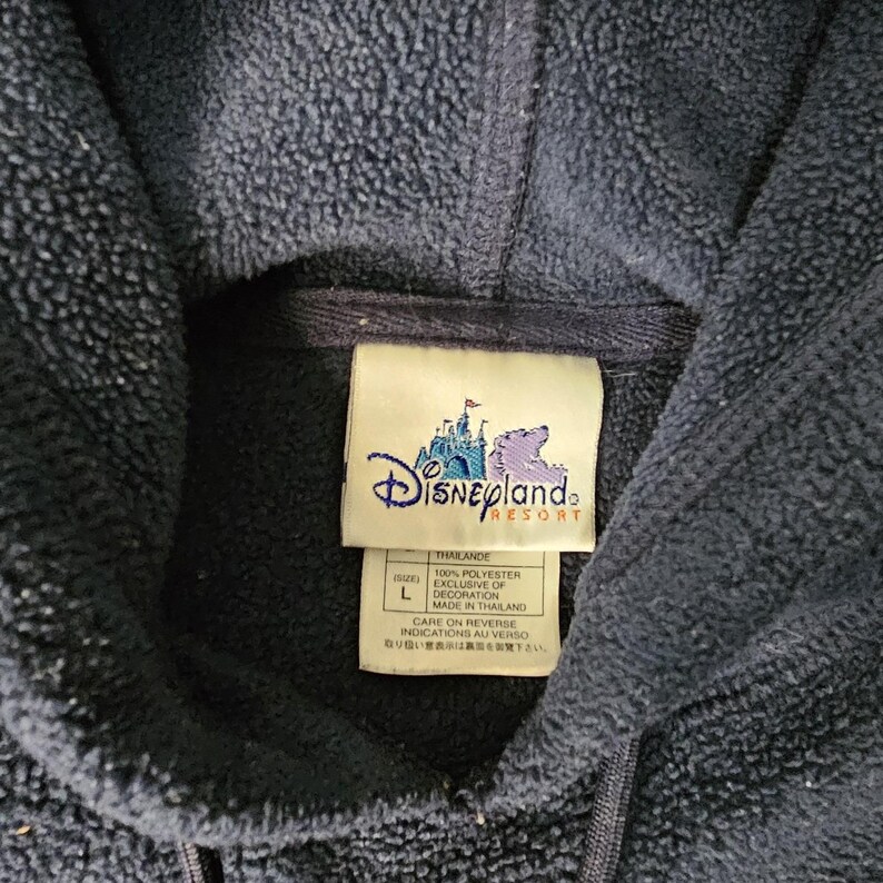 VTG Disneyland Resort Hoodie Mens Large Navy Fleece Pullover Mickey Goofy Donald image 3