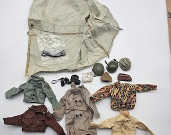 Vtg GI Joe Military Action Figure Clothes Helmets Gas Mask Tent Lot Accessories