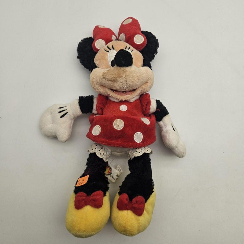 Disney Parks Minnie Mouse Plush Stuffed Animal Red Polka Dot Dress Bow Toy WDW image 1