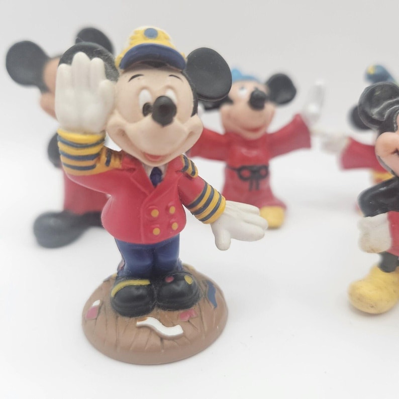 VTG Disney Mickey Mouse 7 Figures Sorcerers Fantasia PVC STEAMBOAT Applause image 2