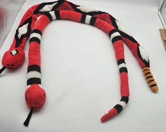 M J Toy Co Snake Plush Stuffed Animal Toys Large Red Black White Striped Lot 2