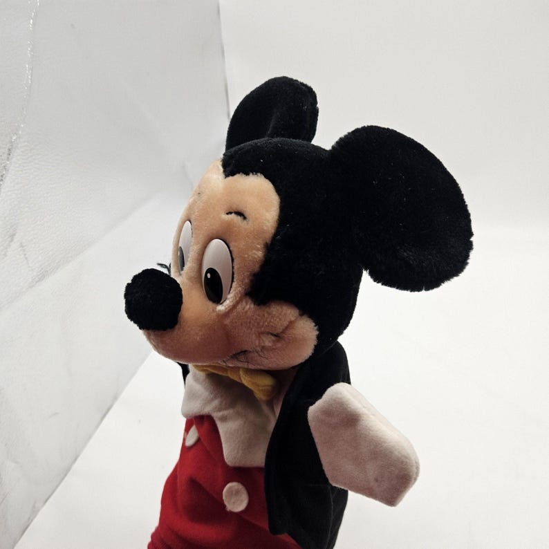 Vintage Disney Mickey Mouse Plush Hand Puppet Disneyland Walt Disney World Korea 画像 2