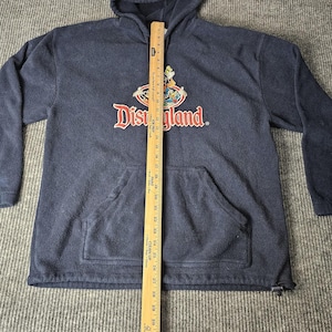 VTG Disneyland Resort Hoodie Mens Large Navy Fleece Pullover Mickey Goofy Donald image 7