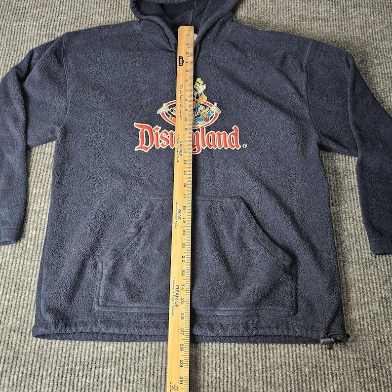 VTG Disneyland Resort Hoodie Mens Large Navy Fleece Pullover Mickey Goofy Donald image 7