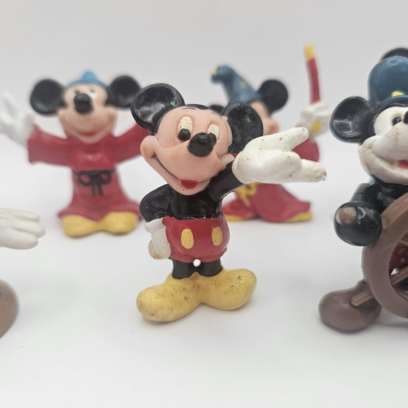 VTG Disney Mickey Mouse 7 Figures Sorcerers Fantasia PVC STEAMBOAT Applause image 3