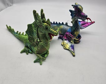 Dragon Plush Stuffed Animal Toys Small Beanie Metallic Wings Lot 2 Cute