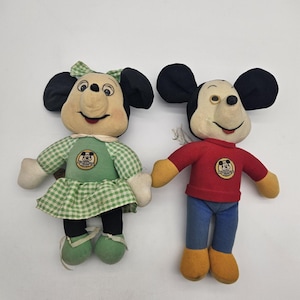 Vintage 1978 Knickerbocker Walt Disney Mickey Mouse Club & Minnie Plush Dolls image 1