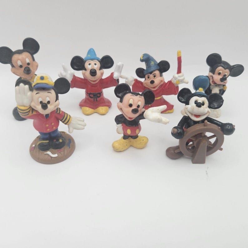 VTG Disney Mickey Mouse 7 Figures Sorcerers Fantasia PVC STEAMBOAT Applause image 1