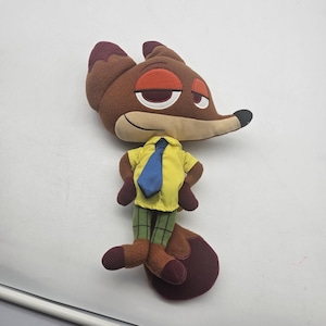 Disney Zootopia Nick Wilde Fox Plush Stuffed Animal Toy 15" Flat Brown Shirt Tie image 1