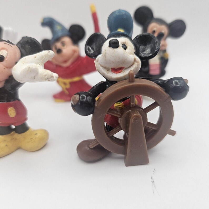 VTG Disney Mickey Mouse 7 Figures Sorcerers Fantasia PVC STEAMBOAT Applause image 4