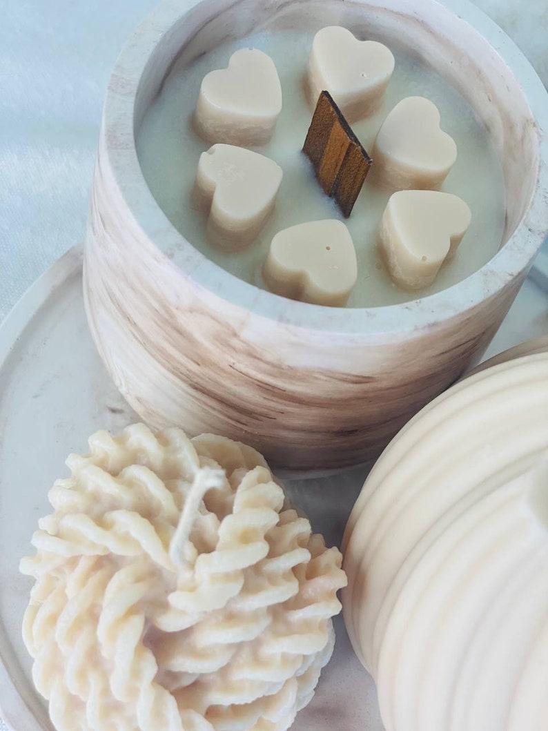 Set of Soy Wax Candles in Gypsum Pots - Soy Candle - Molded Candle ...
