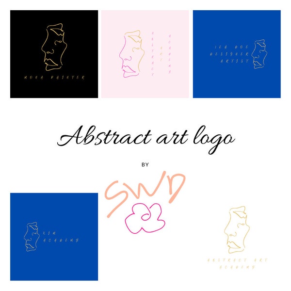Modèle logos abstraits modifiables, Logo beauté, logo maquilleuse, logo artiste, logo enseigne artistique, logo école d'art