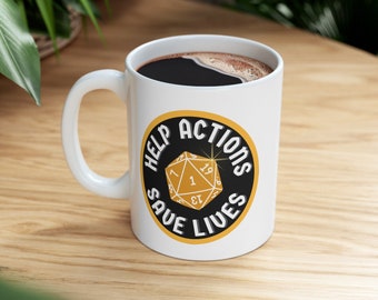 Help Actions Save Lives D20 Ceramic Mug, (11oz, 15oz)